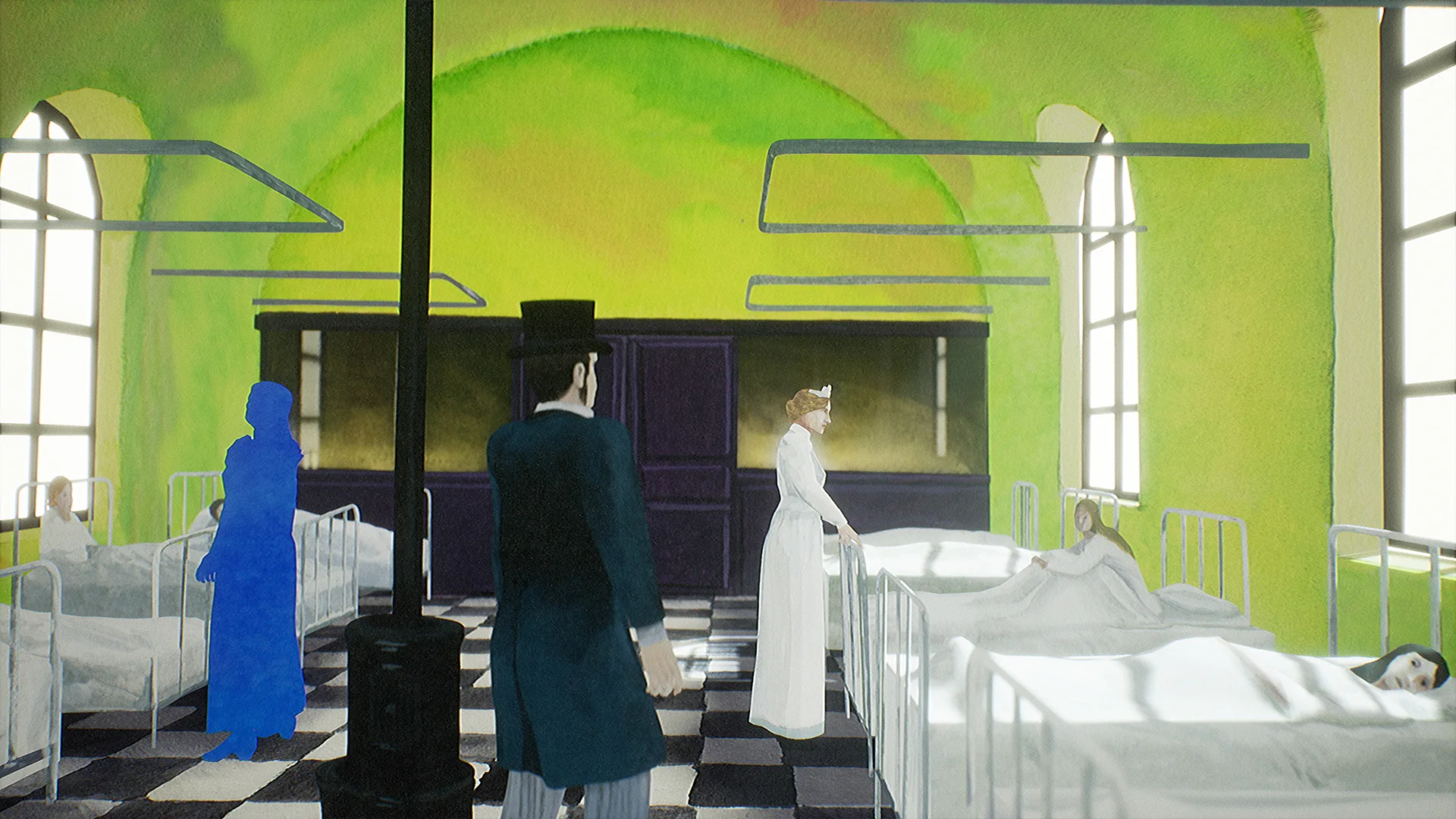 SEMMELWEIS 3D hospital environment modeled from Maïté Grandjouan’s original illustrated artwork